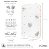 A white climbing wall with gray climbing holds, shown with its included accessories and dimensions. Anteprima dell’immagine prodotto