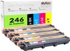 A set of compatible toner cartridges for a Brother printer, displayed in front of their packaging. Produktbild-Vorschau