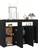 vidaXL Sideboard mit LED-Leuchten Schwarz 115,5x30x75 cm Produktbild-Vorschau 4