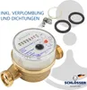 A water meter with accompanying parts and text. Produktbild-Vorschau