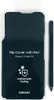 A black flip cover with a pen for a Samsung Galaxy Z Fold3 5G phone, displayed in its retail packaging. Produktbild-Vorschau