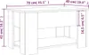 Technical drawing of a wooden coffee table with dimensions indicated. Voir les images du produit