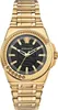 A studio shot of a gold Versace watch with a black dial. Produktbild-Vorschau