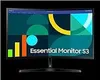 A curved computer monitor displaying a colorful abstract graphic and the text "Essential Monitor S3". Produktbild-Vorschau