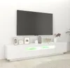 A modern white TV stand with LED lighting, a television, and decorative items. Anteprima dell’immagine prodotto