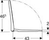 A technical drawing with dimensions of a toilet seat. Produktbild-Vorschau