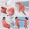CalmyBEACH Frottee Badeponcho Kinder Bademantel  - Peach Produktbild-Vorschau 4