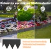 A collage of three garden scenes showing a metal garden border in different weather conditions: snow, sun, and rain. The bottom features a close-up of the border and text describing its features. Voir les images du produit