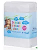A stack of white cloth diapers with a colorful label featuring a monkey illustration. Produktbild-Vorschau