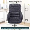 A dark gray chair cushion is shown with measurements indicated by lines and text. Voir les images du produit