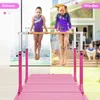 A split image showing two girls using a pink gymnastics bar indoors and outdoors. Anteprima dell’immagine prodotto