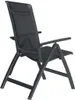 A black folding garden chair shown from a rear-side angle against a white background. Produktbild-Vorschau