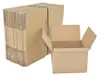 A stack of flat-packed cardboard boxes and one open box. Produktbild-Vorschau