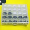 A clear plastic box containing spools of thread, arranged in a grid. Produktbild-Vorschau