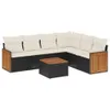Design 7-tlg. Garten-Sofagarnitur mit Kissen Schwarz Poly Produktbild-Vorschau 2