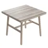 A square outdoor table with a wood-grain patterned top and beige metal legs, shown from a slightly elevated angle against a white background. Produktbild-Vorschau