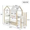 A diagram showing the dimensions of a bunk bed with a house-like design. Anteprima dell’immagine prodotto