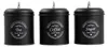 Three black storage canisters for tea, coffee, and sugar, arranged side-by-side. Produktbild-Vorschau