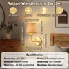 Applique murale Rosikey en rotin vintage - Lampe murale en Voir les images du produit 3
