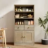 Rattanschrank mit 2 Türen, 2 Schubladen und 3 Offenen Produktbild-Vorschau 1