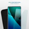 A smartphone screen protector is shown next to a phone case and a smartphone. Produktbild-Vorschau