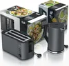 A toaster and a kettle are displayed with their packaging. Produktbild-Vorschau