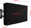 A black TV cover is shown mounted on a wall bracket, with dimensions indicated by text overlays. Náhľad obrázku produktu