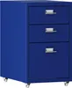 A blue metal filing cabinet with three drawers and silver handles, shown from a slight angle on a white background. Voir les images du produit
