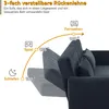 Diagram showing the adjustable backrest angles of a sofa. Voir les images du produit