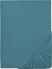 A close-up of a teal fitted sheet, showing the elasticized corner. Produktbild-Vorschau