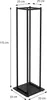 A black metal firewood rack with dimensions indicated by measurement lines and text. Produktbild-Vorschau
