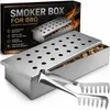 2 x Edelstahl Räucherbox + 1 Zange Smokerbox Räucherdose Produktbild-Vorschau 1