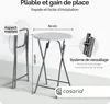 CASARIA® Table haute pliante blanche aspect marbre Table de Voir les images du produit 2