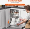 A man is demonstrating a pull-out corner cabinet organizer in a kitchen. Voir les images du produit
