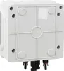 The underside of a white solar junction box with black connectors. Náhled obrázku produktu