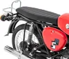 A close-up view of the rear section of a vintage-style motorcycle, focusing on the seat, fender, and side panel. Voir les images du produit