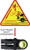 A warning sign and a close-up of a product component. Produktbild-Vorschau