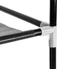 Close-up view of a black metal frame and gray fabric shelf of a shoe rack. Náhľad obrázku produktu