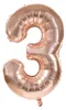 Folienballon Zahl 3, ca. 40 cm, rosegold, für Luftbefüllung Produktbild-Vorschau 1