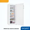 An open white freezer filled with frozen food items. Produktbild-Vorschau