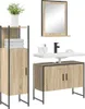 vidaXL Badezimmermöbel-Set mit Regal mit Tür 3 pcs Braun Produktbild-Vorschau 3