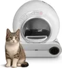 A cat sits in front of a large, white, automatic cat litter box. Anteprima dell’immagine prodotto