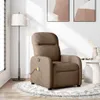 A brown fabric massage chair is shown in a well-lit room with a floor lamp and abstract art on the wall. Podgląd zdjęcia produktu