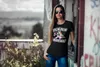 Damen T-Shirt Pew Pew Madafakas böses Einhorn Regenbogen Produktbild-Vorschau 4