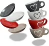Moderne Keramik Espresso-Tassen 4er Set beige weiß rot grau Produktbild-Vorschau 1