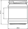 A technical drawing of a glass jar with dimensions indicated. Náhled obrázku produktu