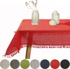 Gartentischdecke mit Fransen Rot Eckig 130x220cm Tischdecke Produktbild-Vorschau 1