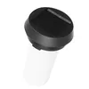 A solar-powered garden light with a white cylindrical body and a black top containing a solar panel. Produktbild-Vorschau