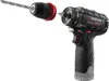 A cordless drill and its chuck with a drill bit, shown against a white background. Produktbild-Vorschau