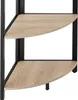 A close-up view of two wooden shelves on a black metal frame. Náhled obrázku produktu